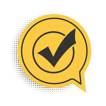 Black Check mark in round icon isolated on white background. Check list button Illustrazione stock