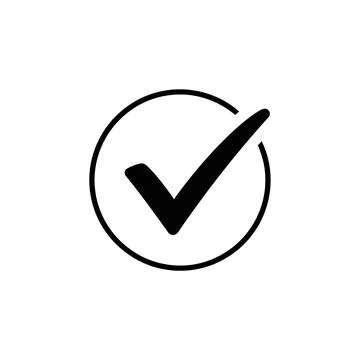 Black check mark symbol inside a circle, simple graphic icon for confirmati.. 스톡 일러스트