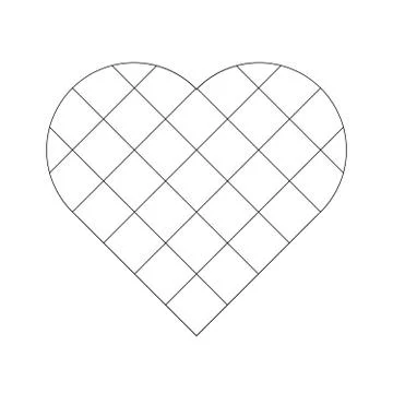 Black checkered heart. Square grid in diagonal arrangement. Simple flat vector Stockillustratie