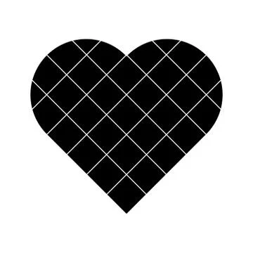 Black checkered heart. Square grid in diagonal arrangement. Simple flat vector 스톡 일러스트