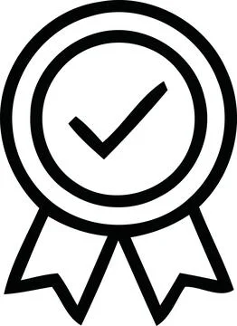 Black checkmark inside ribbon badge icon Stock Illustration