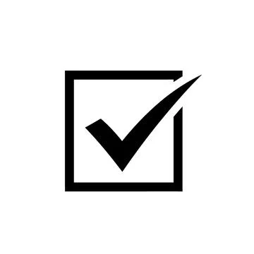 Black checkmark inside a square box icon, isolated on white background. Ilustração Stock