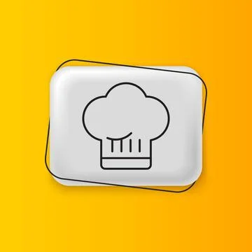 Black Chef hat icon isolated on yellow background. Cooking symbol. Cooks ha.. Illustrazione stock