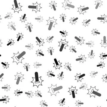 Black Chemical experiment, explosion in the flask icon isolated seamless pattern 스톡 일러스트