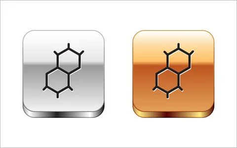 Black Chemical formula icon isolated on white background. Abstract hexagon fo Stock Illustration