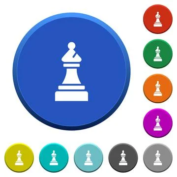 Black chess bishop beveled buttons Stock Illustration