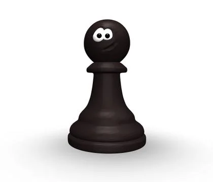 Black chess pawn with comic face - 3d illustration Stock Illustration