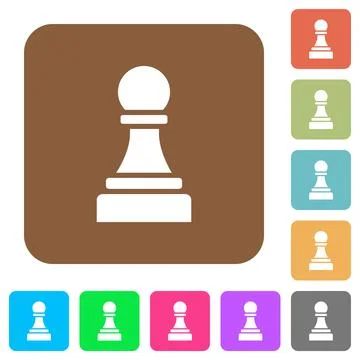Black chess pawn rounded square flat icons Stock-Illustration