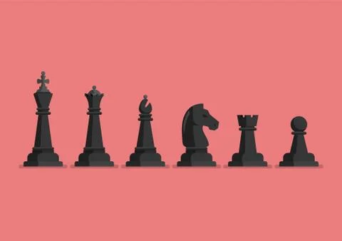 Black Chess piece vector icons set Stock Illustration