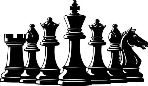Black chess pieces Illustrazione stock