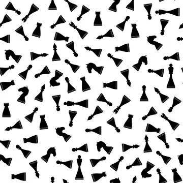 Black Chess Pieces Seamless Pattern Stock Illustration
