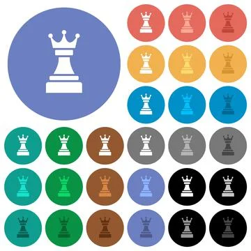 Black chess queen round flat multi colored icons Stock Illustration