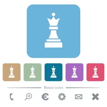 Black chess queen rounded square flat icons 스톡 일러스트