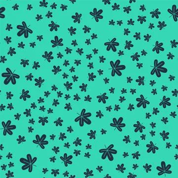 Black Chestnut leaf icon isolated seamless pattern on green background.  Vect Stock Illustration