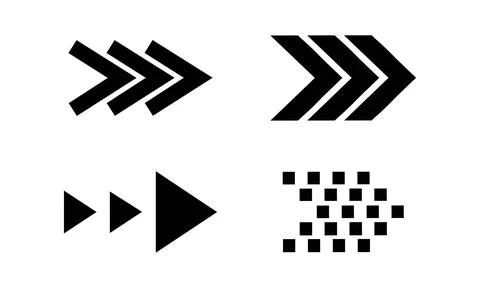 Black Chevron and Fast Forward Graphic Icons Stock Illustration