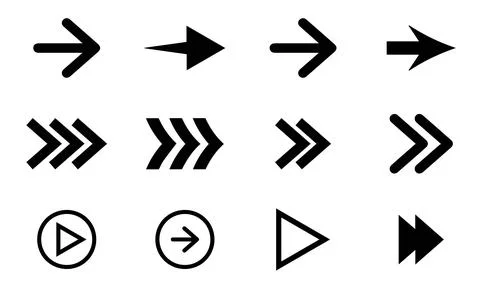 Black Chevron Arrow Set for UI Navigation Ilustración de archivo