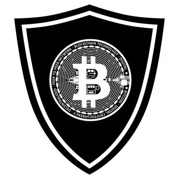 Black chevron bitcoin protective shield. Bitcoin digital virtual cryptocurrency Stock Illustration