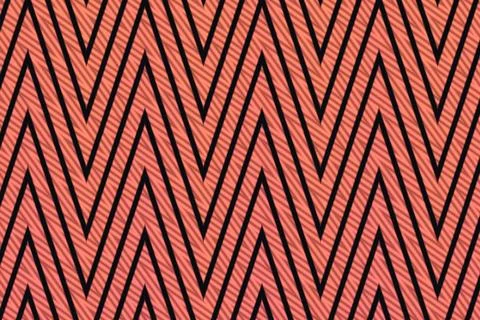 Black chevron lines repeat across a warm coral background creating a vivid Stock Illustration