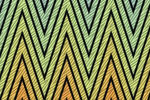 Black chevron lines repeat across a muted green yellow and orange background Stock Illustration