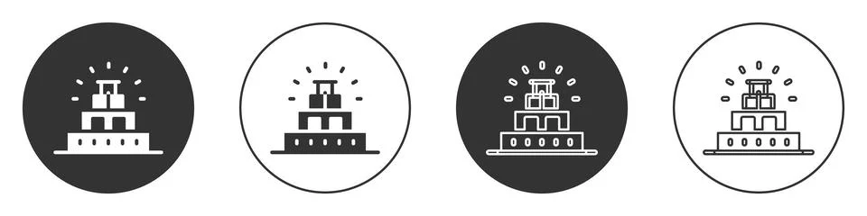 Black Chichen Itza in Mayan icon isolated on white background. Ancient Mayan Ilustración de archivo