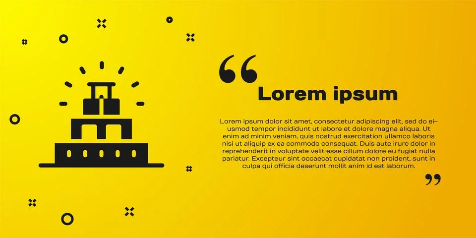 Black Chichen Itza in Mayan icon isolated on yellow background. Ancient May.. Ilustración de archivo