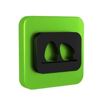 Black Chicken egg icon isolated on transparent background. Green square butto 스톡 일러스트