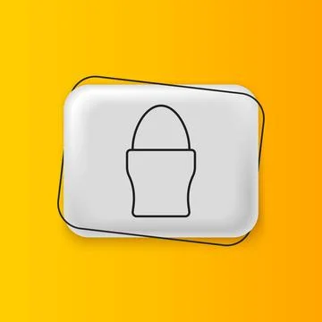 Black Chicken egg on a stand icon isolated on yellow background. Silver rec.. Stock Illustration