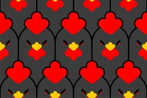 Black chicken pattern seamless. Black hen - witch symbol. Farm bird backgroun Stock Illustration