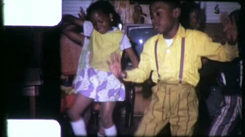 BLACK Children KIDS DANCE TV Set African American 1970s Vintage Film Home Movie  Stock Footage