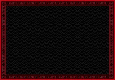 Black chinese background with red border Stock Illustration