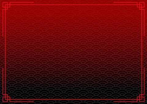 Black chinese background with red border Stock Illustration