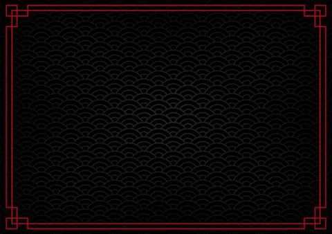 Black chinese background with red border Stock Illustration