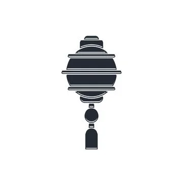 Black Chinese paper lantern icon isolated on white background.  Vector Stock Illustration