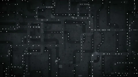 Black chip board with glowing lights seamless loop 3D render animation Stock Footage 155292097