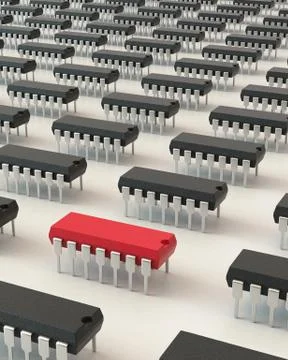Black chip packages with one red 스톡 일러스트