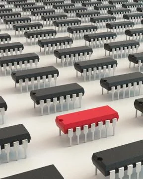 Black chip packages with one red 스톡 일러스트