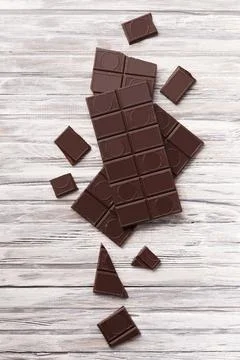 Black chocolate on a gray background Stock Photos