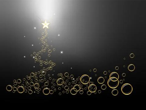 Black christmas tree background with bubbles Stock Illustration