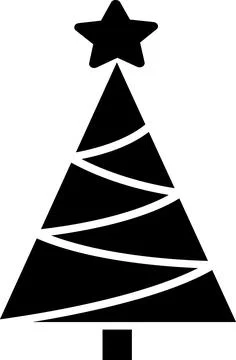 Black Christmas tree icon with star and garland Stock Illustration