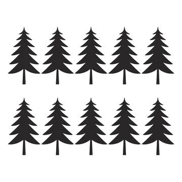Black Christmas Tree Pattern on White Background Illustrazione stock