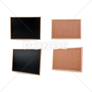 Black Chulk pin board over isolated white background Stock Photos