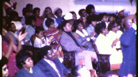 Black CHURCH Congregation African American 1970s Vintage Film Home Movie 8mm Stock Footage