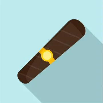 Black cigar of cuba icon, flat style Stock Illustration