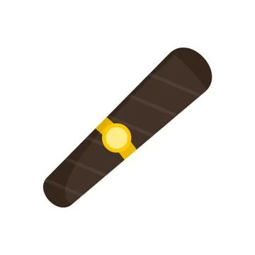 Black cigar of cuba icon, flat style Stock Illustration