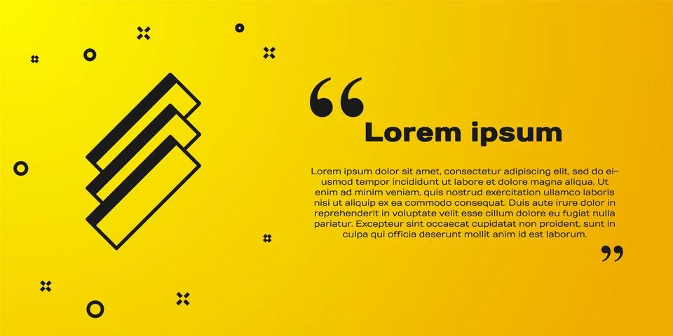 Black Cigarette rolling papers pack icon isolated on yellow background. Vector Stock Illustration