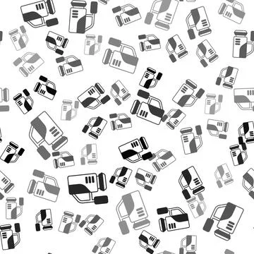 Black Cinema camera icon isolated seamless pattern on white background. Video Stockillustratie