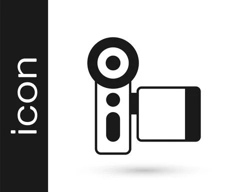Black Cinema camera icon isolated on white background. Video camera. Movie sign Illustrazione stock