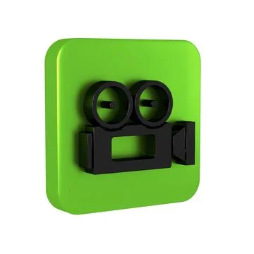 Black Cinema camera icon isolated on transparent background. Video camera. .. Stock Illustration
