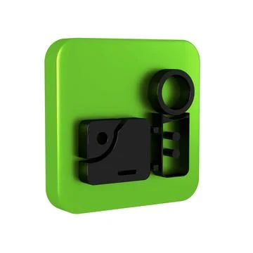 Black Cinema camera icon isolated on transparent background. Video camera. .. Stock Illustration