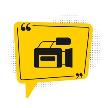 Black Cinema camera icon isolated on white background. Video camera. Movie .. Illustrazione stock